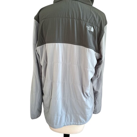 The North Face Grey Green 1/4 Zip Quilted Pullover Sweatshirt - Picture 2 of 12